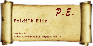 Polák Eliz névjegykártya